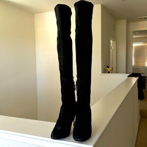 Over the knee suede boots
